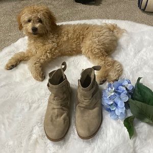 Tan Booties with bows on back